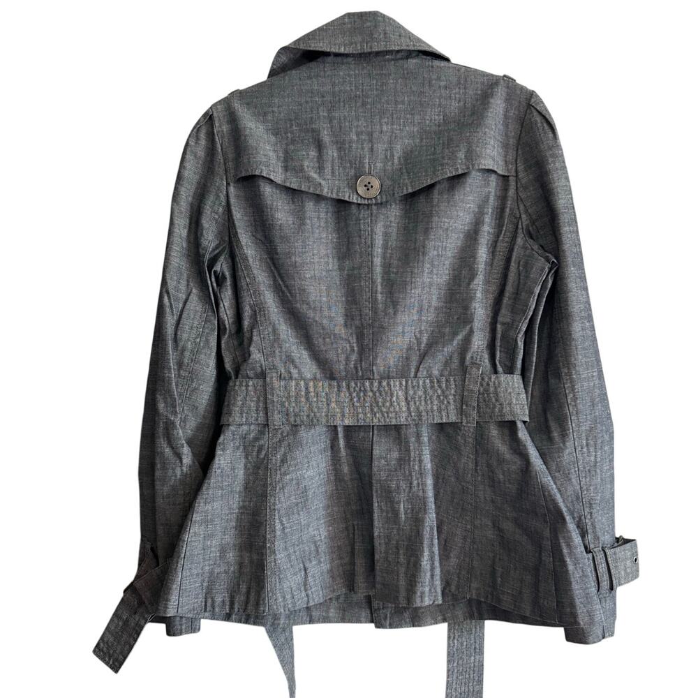 KENNETH COLE NEW YORK Double Breasted Chambray Trench Coat Size S - Picture 2 of 9